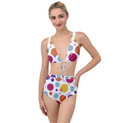 Background Polka Dot Tied Up Two Piece Swimsuit