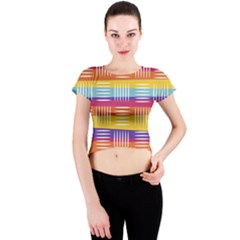 Background Line Rainbow Crew Neck Crop Top