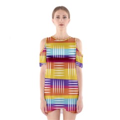 Background Line Rainbow Shoulder Cutout One Piece Dress by HermanTelo