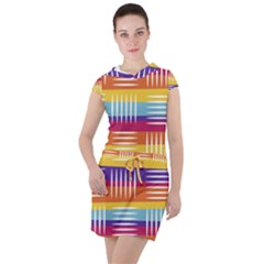 Background Line Rainbow Drawstring Hooded Dress by HermanTelo