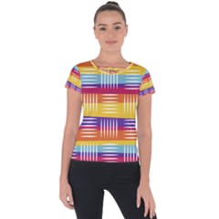 Background Line Rainbow Short Sleeve Sports Top 