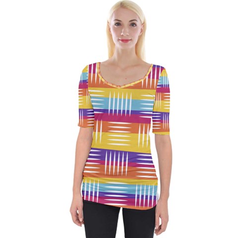 Background Line Rainbow Wide Neckline Tee by HermanTelo