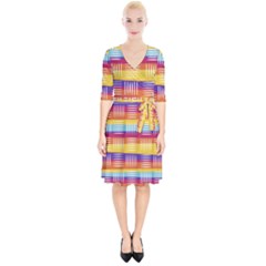 Background Line Rainbow Wrap Up Cocktail Dress