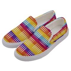 Background Line Rainbow Men s Canvas Slip Ons