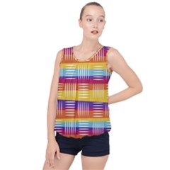 Background Line Rainbow Bubble Hem Chiffon Tank Top