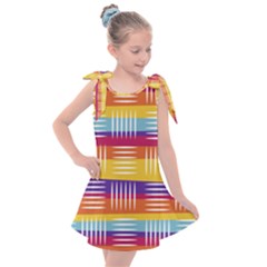 Background Line Rainbow Kids  Tie Up Tunic Dress