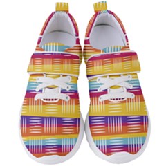 Background Line Rainbow Women s Velcro Strap Shoes