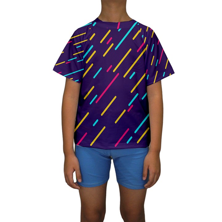 Background Lines Forms Kids  Short Sleeve Swimwear