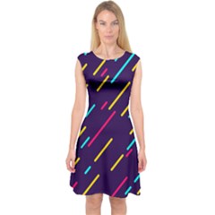 Background Lines Forms Capsleeve Midi Dress by HermanTelo