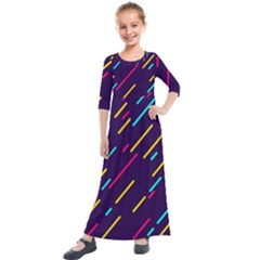 Background Lines Forms Kids  Quarter Sleeve Maxi Dress by HermanTelo