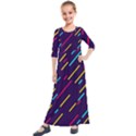 Background Lines Forms Kids  Quarter Sleeve Maxi Dress View1