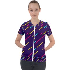 Background Lines Forms Short Sleeve Zip Up Jacket