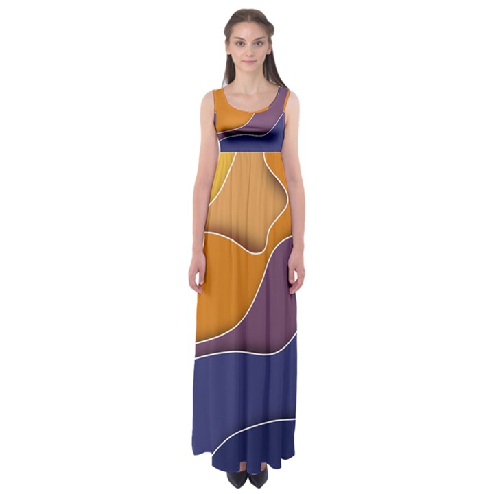 Autumn Waves Empire Waist Maxi Dress