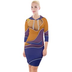 Autumn Waves Quarter Sleeve Hood Bodycon Dress