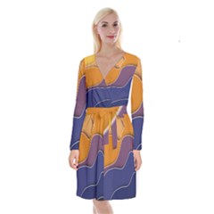 Autumn Waves Long Sleeve Velvet Front Wrap Dress