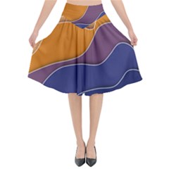 Autumn Waves Flared Midi Skirt