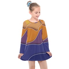 Autumn Waves Kids  Long Sleeve Dress