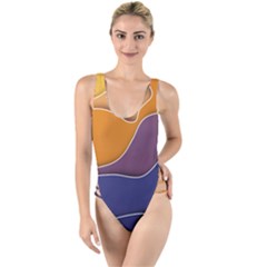 Autumn Waves High Leg Strappy Swimsuit