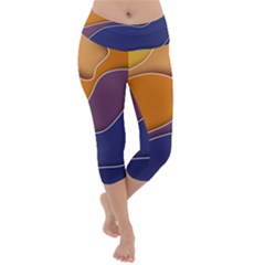 Autumn Waves Lightweight Velour Capri Yoga Leggings by HermanTelo