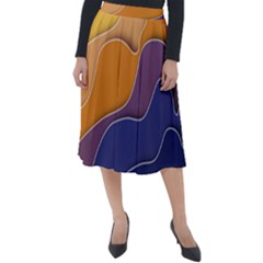 Autumn Waves Classic Velour Midi Skirt  by HermanTelo