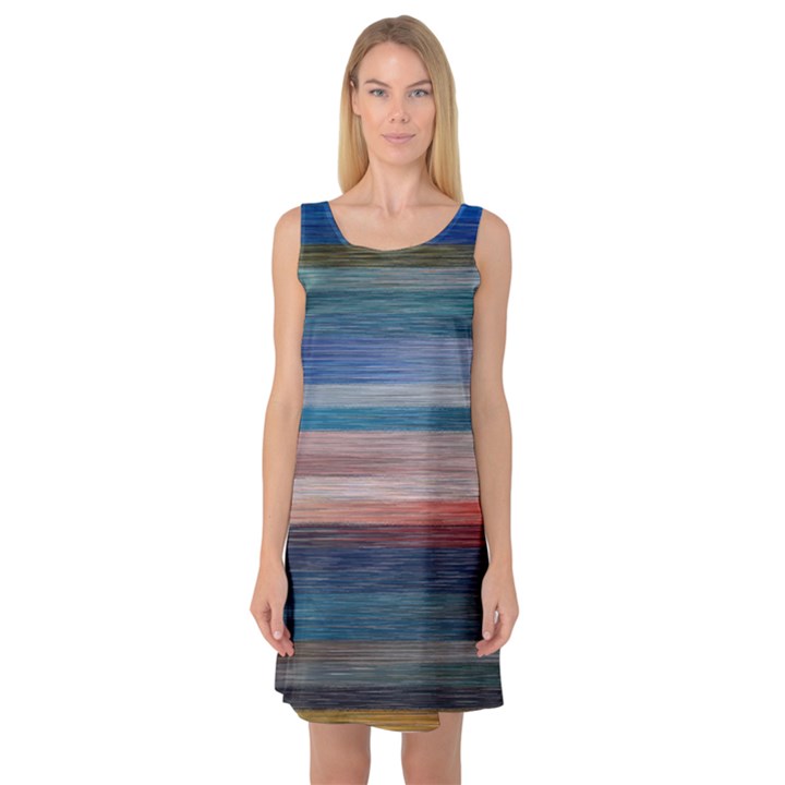 Background Horizontal Lines Sleeveless Satin Nightdress