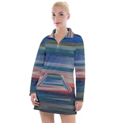 Background Horizontal Lines Women s Long Sleeve Casual Dress