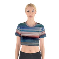 Background Horizontal Lines Cotton Crop Top by HermanTelo