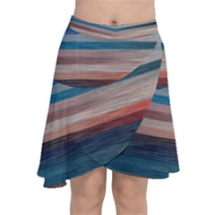 Background Horizontal Lines Chiffon Wrap Front Skirt by HermanTelo