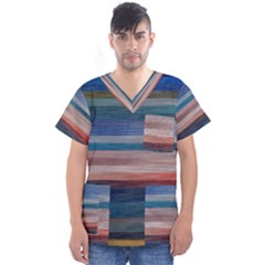 Background Horizontal Lines Men s V-neck Scrub Top