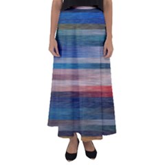 Background Horizontal Lines Flared Maxi Skirt