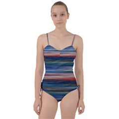 Background Horizontal Lines Sweetheart Tankini Set