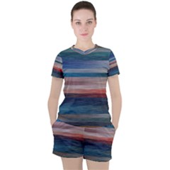 Background Horizontal Lines Women s Tee And Shorts Set