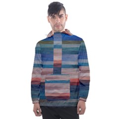 Background Horizontal Lines Men s Front Pocket Pullover Windbreaker