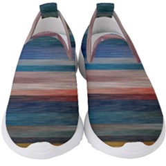 Background Horizontal Lines Kids  Slip On Sneakers by HermanTelo