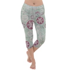 Background Christmas Vintage Old Lightweight Velour Capri Yoga Leggings