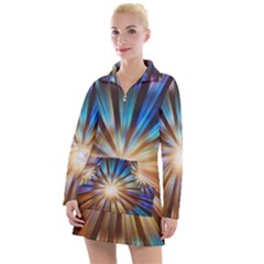 Background Spiral Abstract Women s Long Sleeve Casual Dress