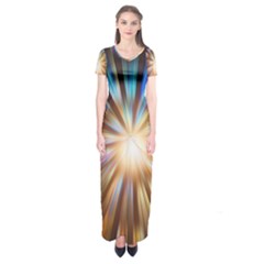 Background Spiral Abstract Short Sleeve Maxi Dress