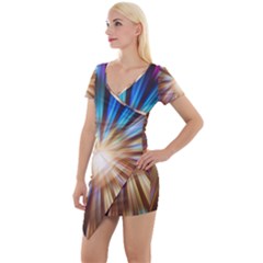 Background Spiral Abstract Short Sleeve Asymmetric Mini Dress by HermanTelo