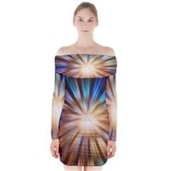 Background Spiral Abstract Long Sleeve Off Shoulder Dress