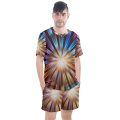 Background Spiral Abstract Men s Mesh Tee And Shorts Set