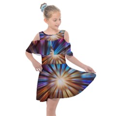 Background Spiral Abstract Kids  Shoulder Cutout Chiffon Dress