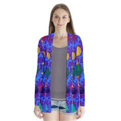 Background Stones Jewels Drape Collar Cardigan