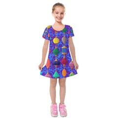 Background Stones Jewels Kids  Short Sleeve Velvet Dress