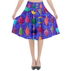 Background Stones Jewels Flared Midi Skirt