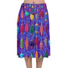 Background Stones Jewels Velvet Flared Midi Skirt by HermanTelo