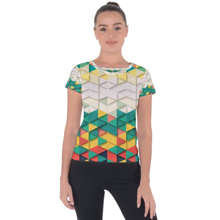 Background Triangle Short Sleeve Sports Top 