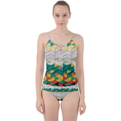 Background Triangle Cut Out Top Tankini Set by HermanTelo