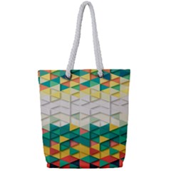 Background Triangle Full Print Rope Handle Tote (small)