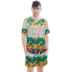 Background Triangle Men s Mesh Tee And Shorts Set