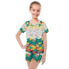 Background Triangle Kids  Mesh Tee And Shorts Set